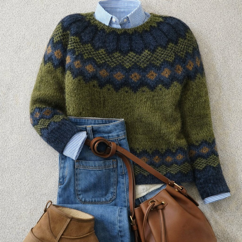 Firenze | Maglione da donna in maglia nordica Fair Isle, vestibilità comoda, girocollo 0