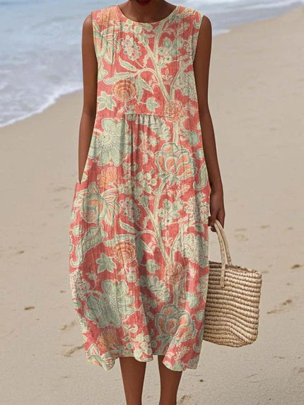 Fleur | Abito midi da donna traspirante con stampa floreale 0