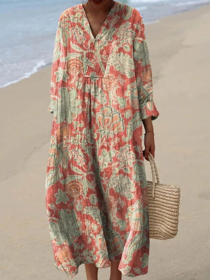 Fleur | Abito midi da donna traspirante con stampa floreale 2