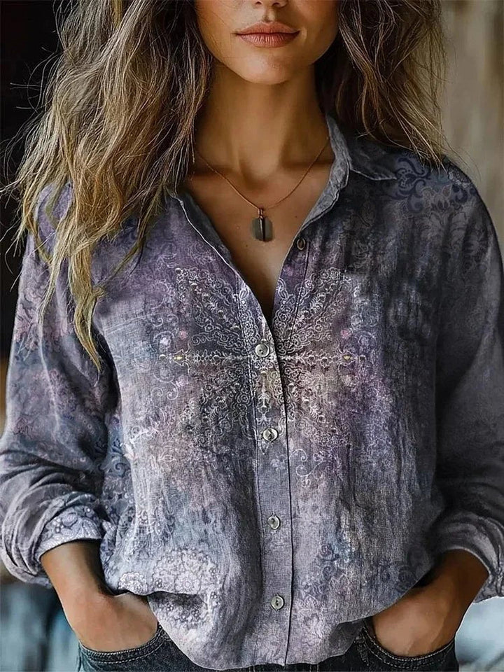 Gabriele | Bellissima e comoda camicetta boho con stampa floreale e bottoni 9
