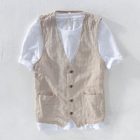 Riccardo | Gilet Elegante Effetto Lino a Righe da Uomo