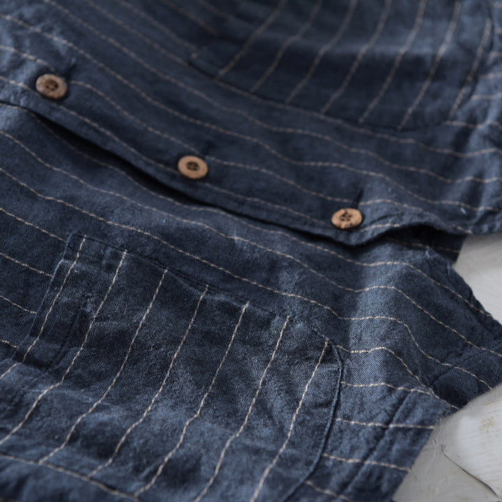 Gilet da uomo a righe, effetto lino 5