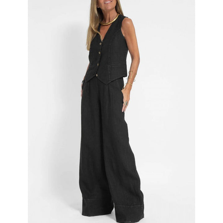 Gilet elegante da donna in lino con dettagli a bottoni Drune 6