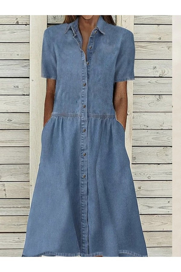 Giovanna | Elegante Abito Midi Donna con Maniche Corte e Tasche Integrate 0