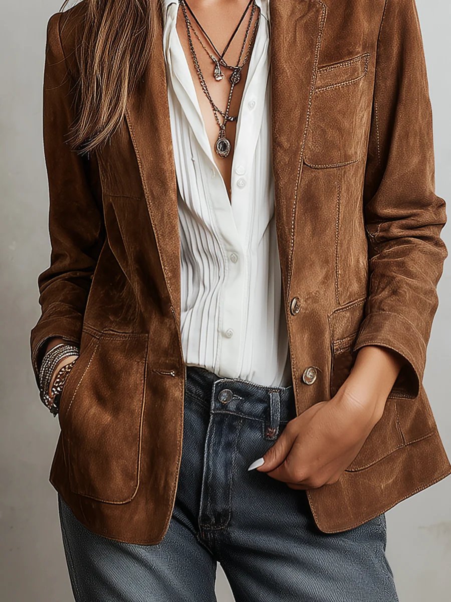 Giovanna | Elegante Blazer Donna in Finta Pelle - Vestibilità Su Misura e Design Versatile 4