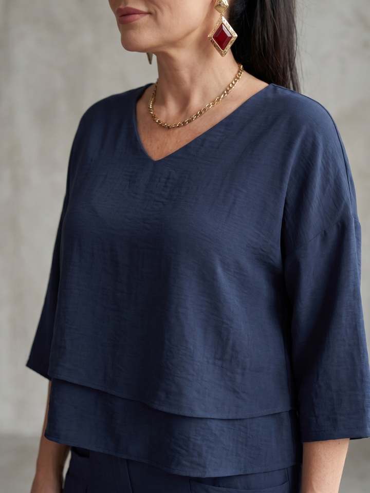 Giovanna | Elegante e Confortevole Completo Donna Elegante a Strati con Pantaloni a Gamba Larga 1