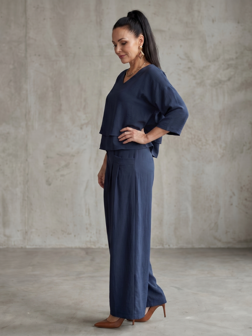 Giovanna | Elegante e Confortevole Completo Donna Elegante a Strati con Pantaloni a Gamba Larga 2