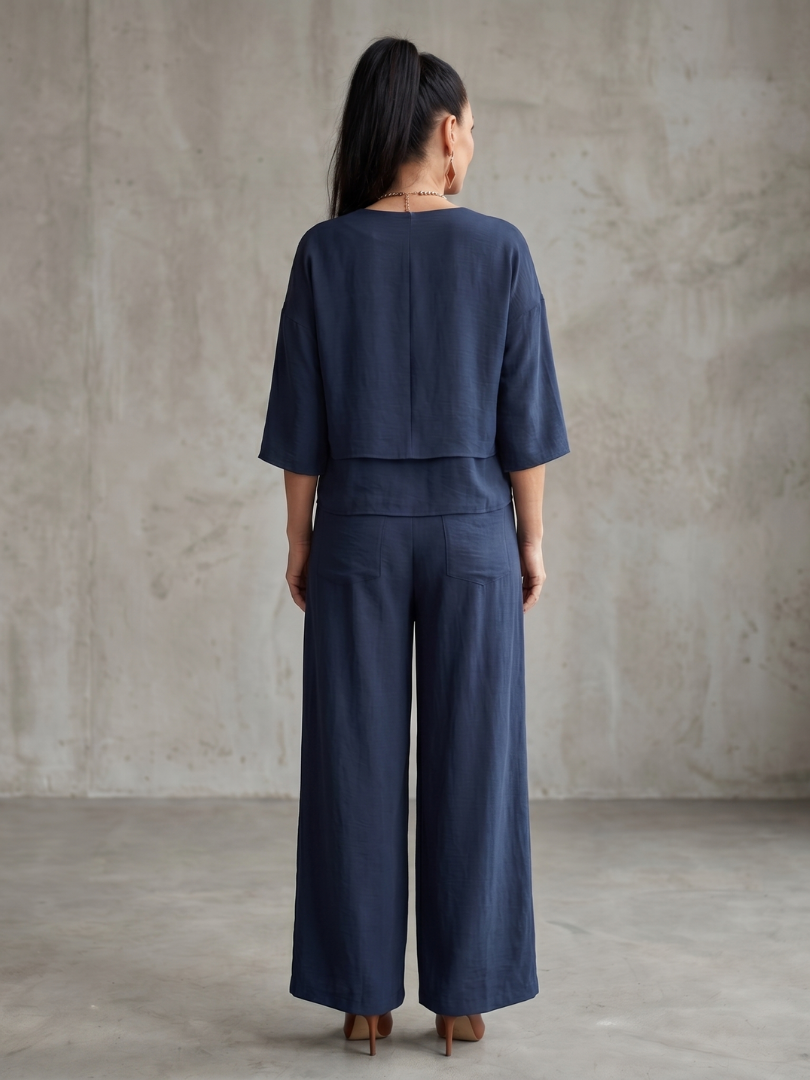 Giovanna | Elegante e Confortevole Completo Donna Elegante a Strati con Pantaloni a Gamba Larga 3