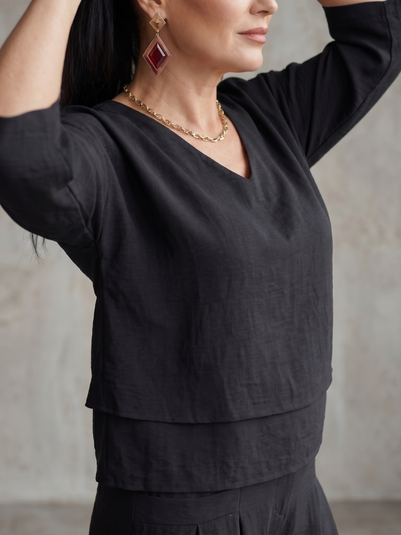Giovanna | Elegante e Confortevole Completo Donna Elegante a Strati con Pantaloni a Gamba Larga 7