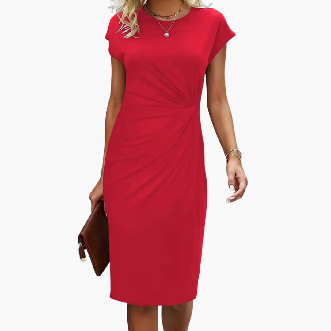 Giulia | Elegante Abito Midi Donna con Girocollo e Maniche Corte 1