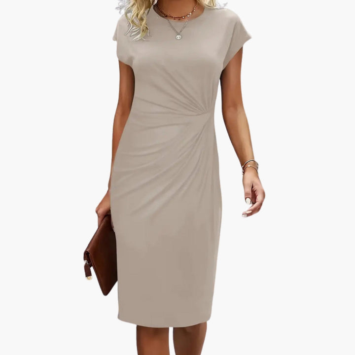 Giulia | Elegante Abito Midi Donna con Girocollo e Maniche Corte 4