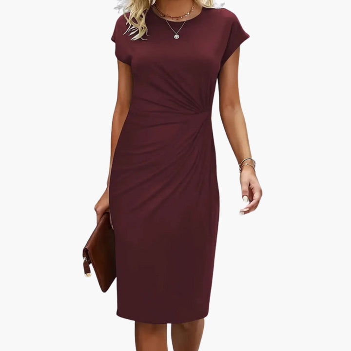 Giulia | Elegante Abito Midi Donna con Girocollo e Maniche Corte 8