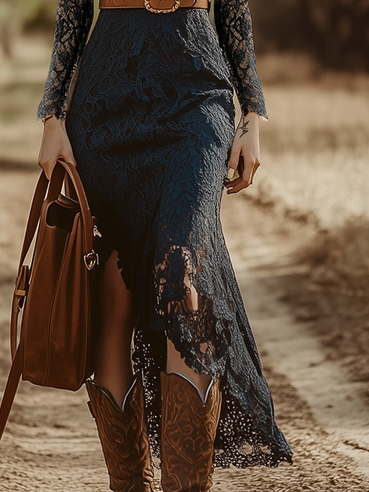 Giulia | Elegante Abito Midi in Pizzo con Scollo a V 4