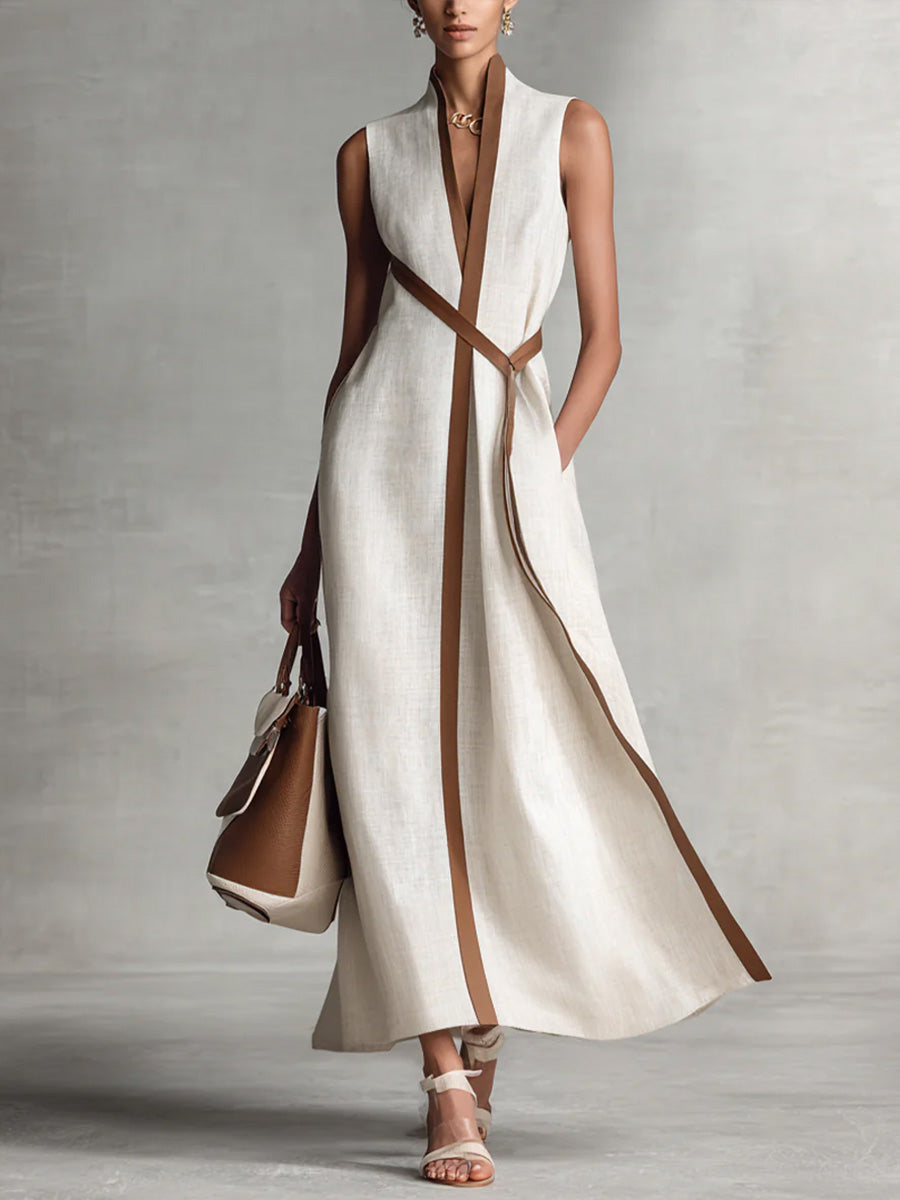 Giulia | Elegante Maxi Abito a Portafoglio Senza Maniche per Occasioni Speciali 0