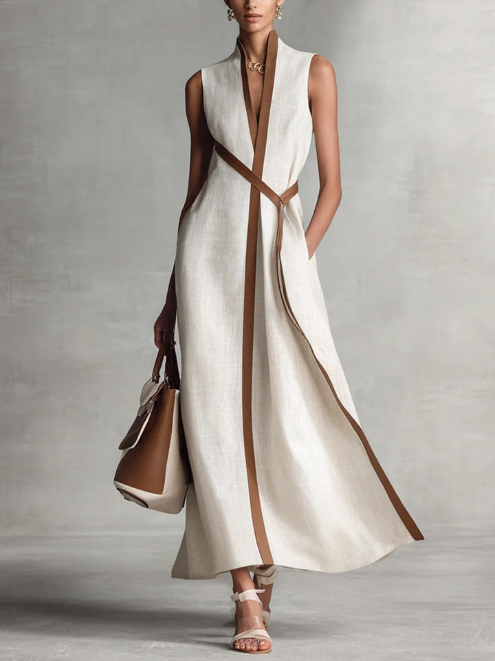 Giulia | Elegante Maxi Abito a Portafoglio Senza Maniche per Occasioni Speciali 0