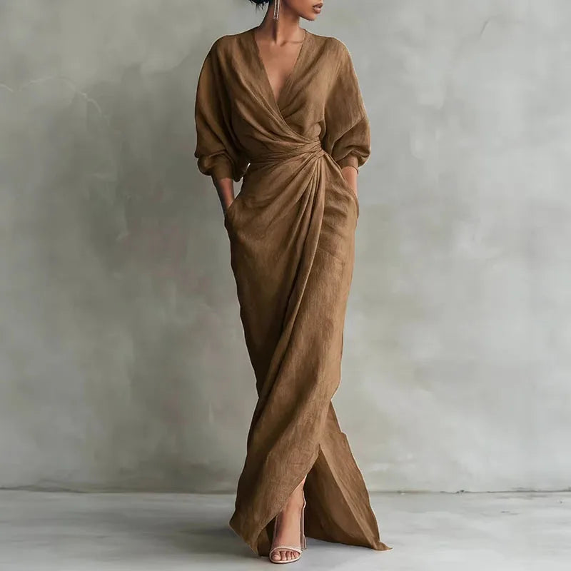 Giulia | Elegante Maxi Abito a Portafoglio con Scollo a V – Perfetto per Occasioni Speciali 2