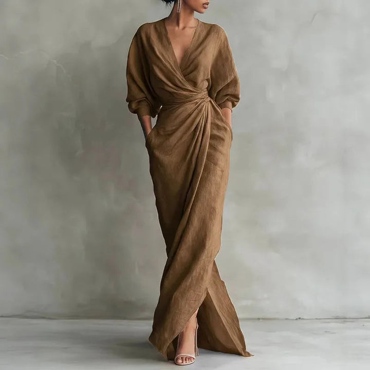 Giulia | Elegante Maxi Abito a Portafoglio con Scollo a V – Perfetto per Occasioni Speciali 2