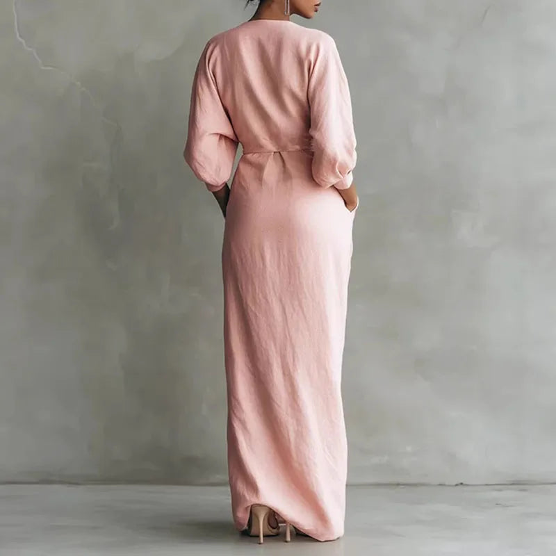 Giulia | Elegante Maxi Abito a Portafoglio con Scollo a V – Perfetto per Occasioni Speciali 3