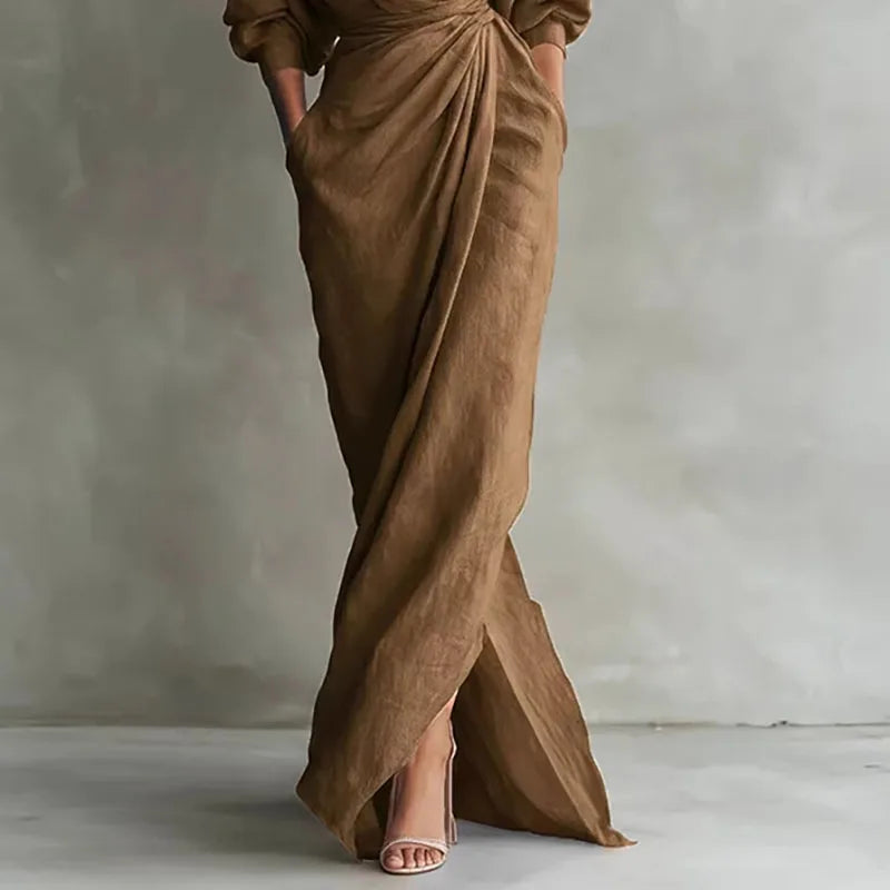 Giulia | Elegante Maxi Abito a Portafoglio con Scollo a V – Perfetto per Occasioni Speciali 4