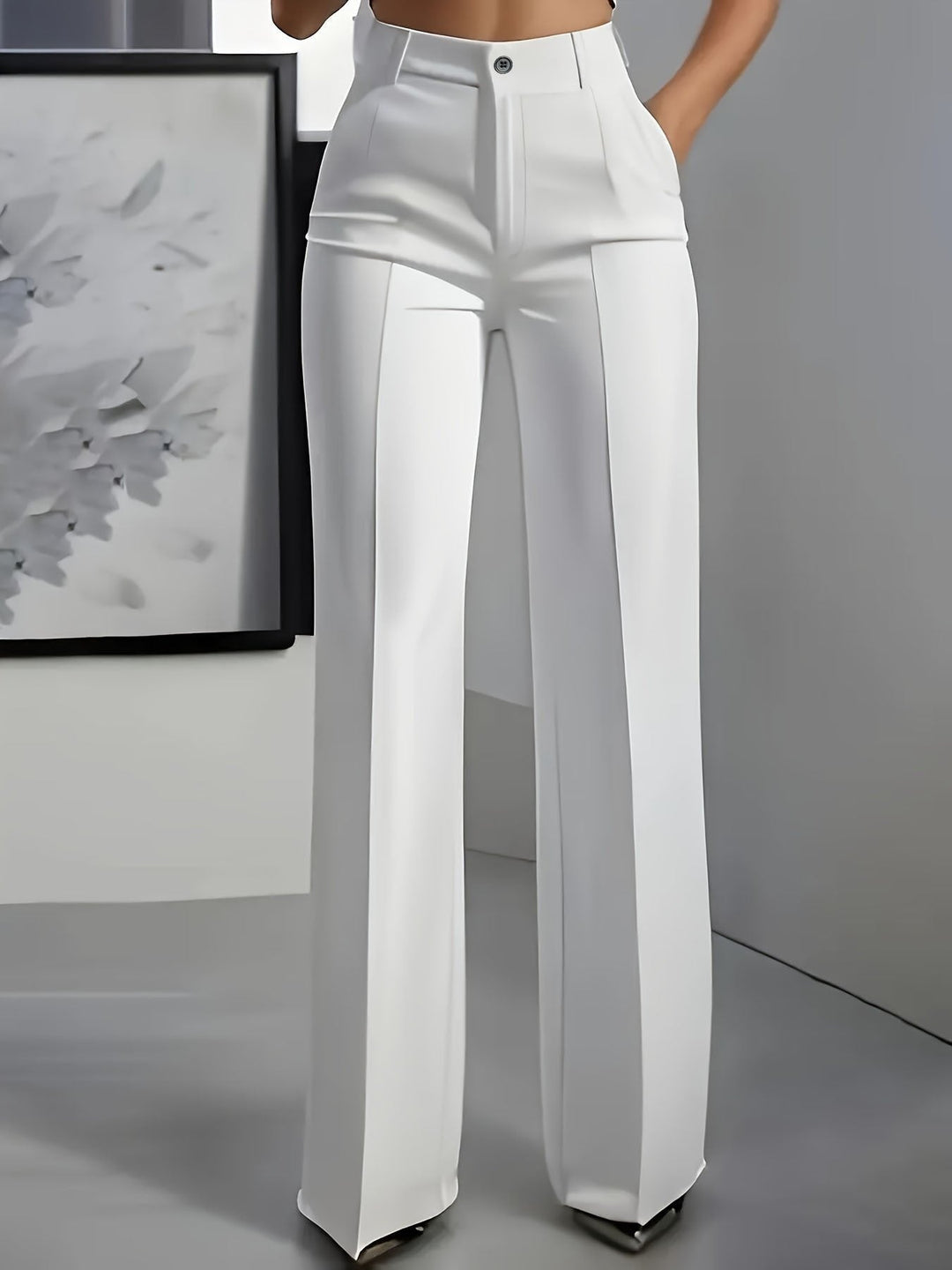 Giulia | Eleganti Pantaloni Donna a Vita Alta con Gamba Larga e Dettaglio Pieghe 1