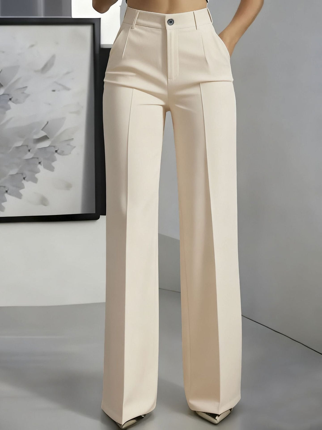 Giulia | Eleganti Pantaloni Donna a Vita Alta con Gamba Larga e Dettaglio Pieghe 4