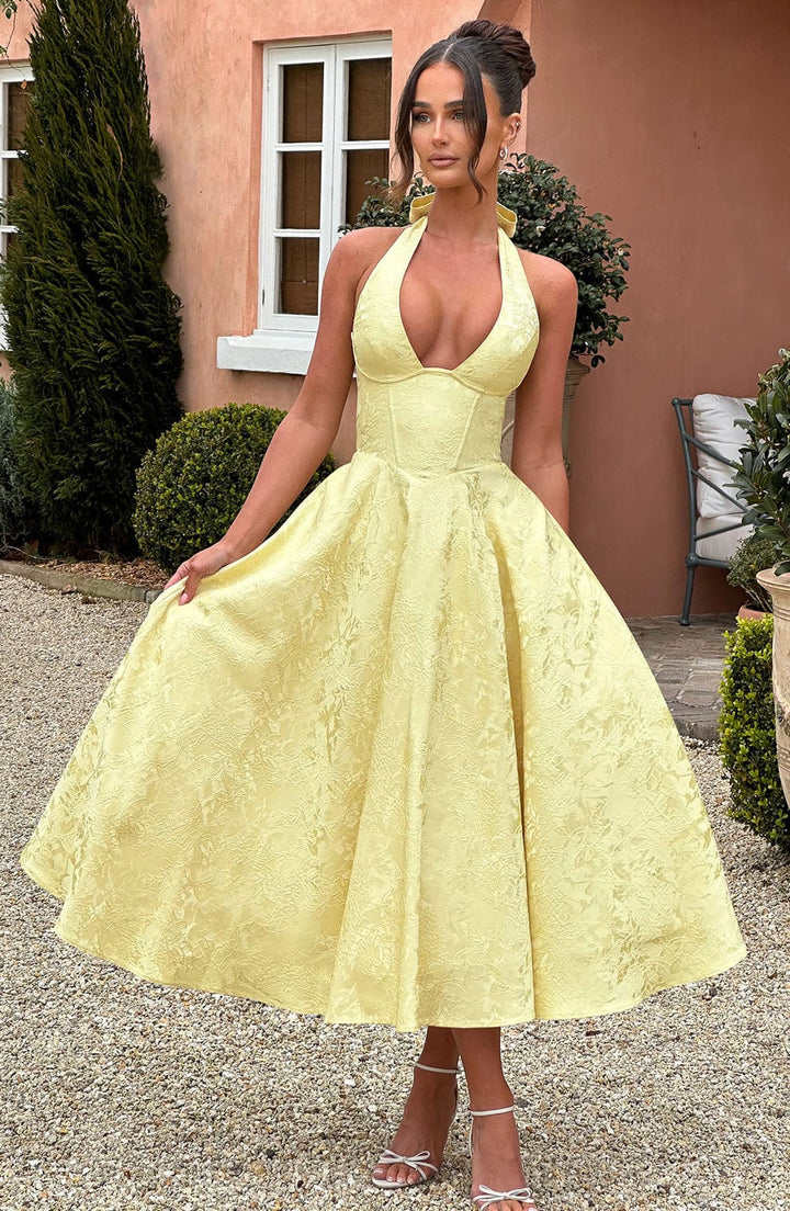 Giuliana | Abito da Ospite Elegante Ricamato Scollo a V Fluido Comfortabile 0