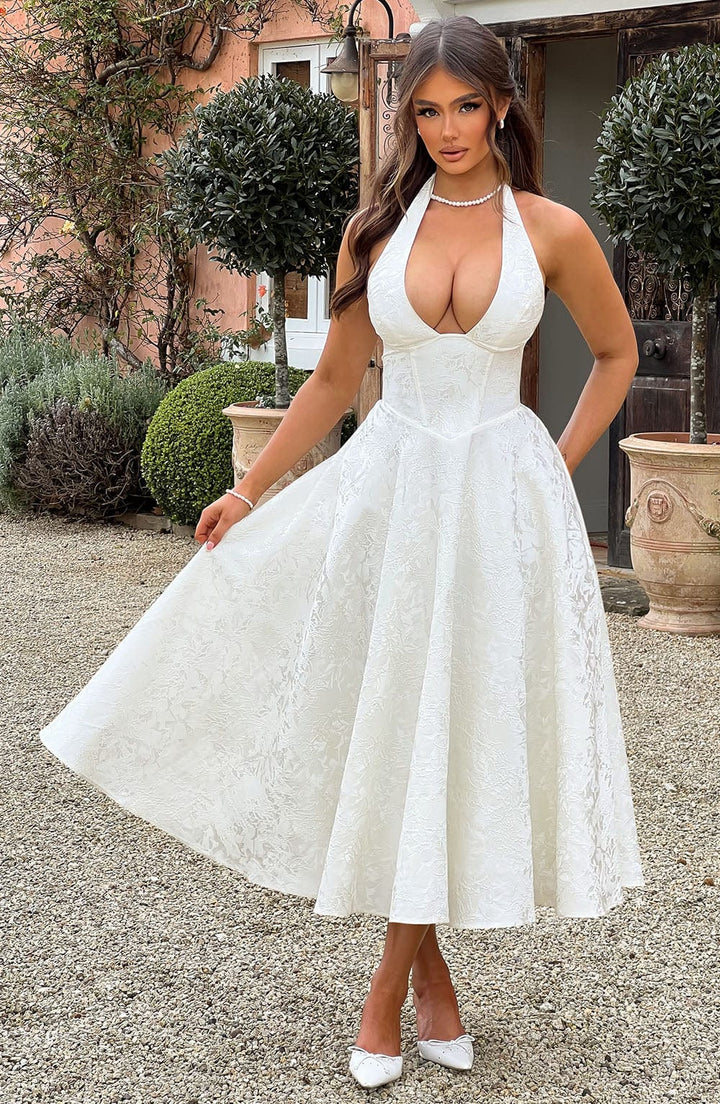 Giuliana | Abito da Ospite Elegante Ricamato Scollo a V Fluido Comfortabile 2