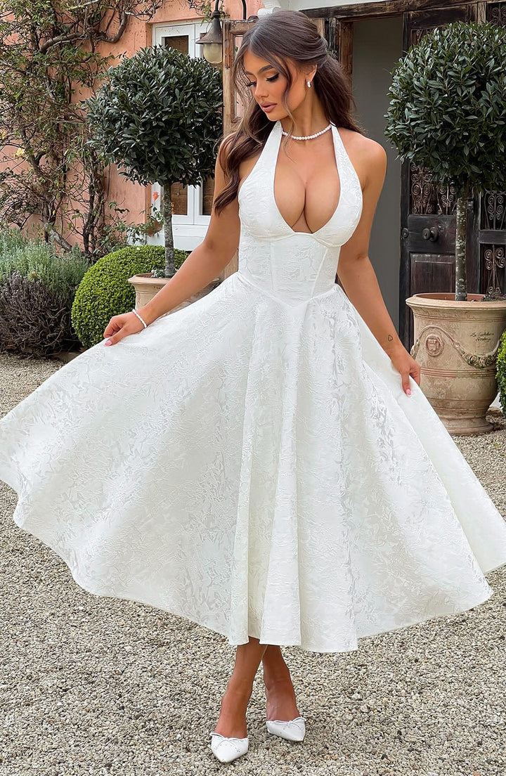 Giuliana | Abito da Ospite Elegante Ricamato Scollo a V Fluido Comfortabile 7