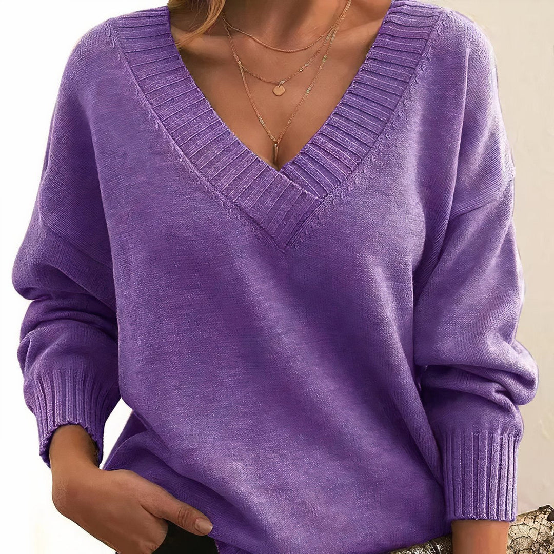 Grace | Maglione da donna a maniche lunghe con scollo a V in misto cashmere 10