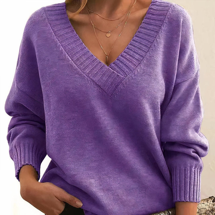Grace | Maglione da donna a maniche lunghe con scollo a V in misto cashmere 10