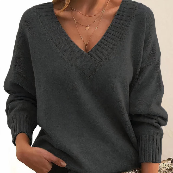 Grace | Maglione da donna a maniche lunghe con scollo a V in misto cashmere 2