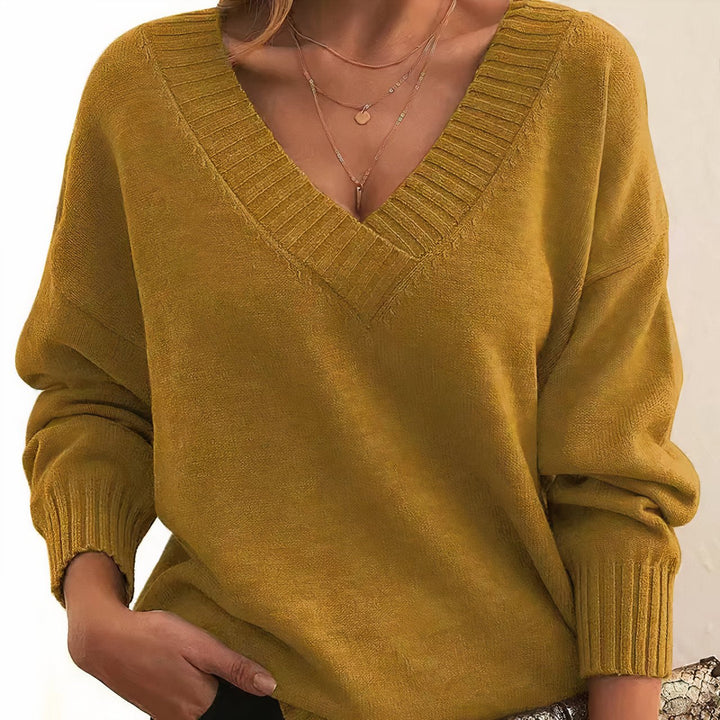 Grace | Maglione da donna a maniche lunghe con scollo a V in misto cashmere 6