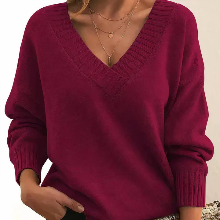 Grace | Maglione da donna a maniche lunghe con scollo a V in misto cashmere 7
