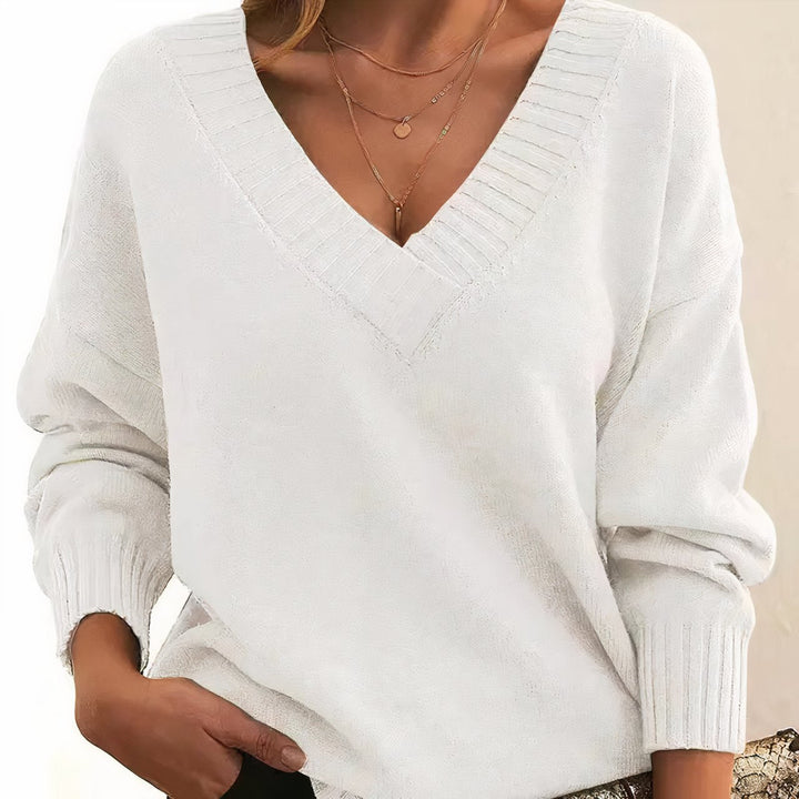Grace | Maglione da donna a maniche lunghe con scollo a V in misto cashmere 8