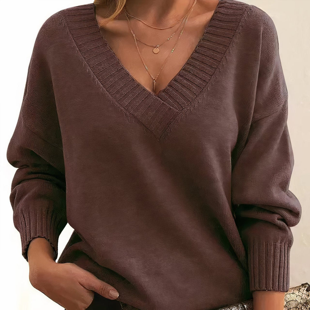 Grace | Maglione da donna a maniche lunghe con scollo a V in misto cashmere 9