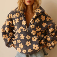Luna | Maglione Oversize in Pile Teddy Floreale Morbido e Caldo