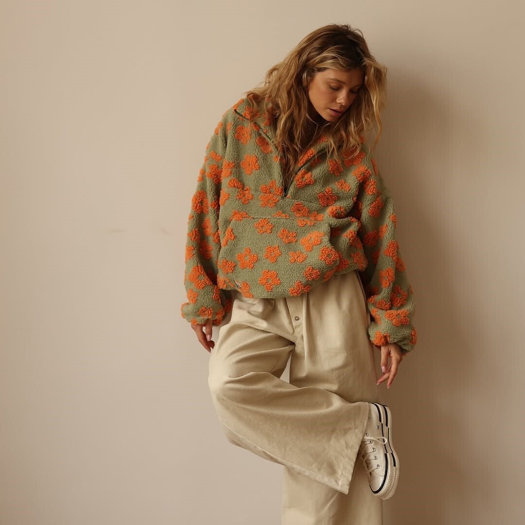 Grace | Maglione da donna oversize in pile con stampa floreale e mezza zip 7