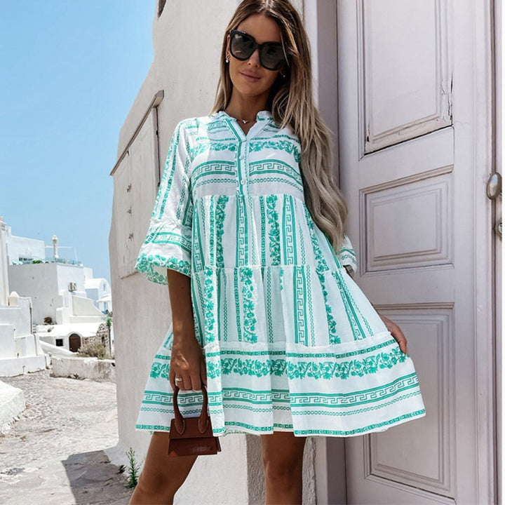 Harper | Mini abito a balze con stampa boho 1