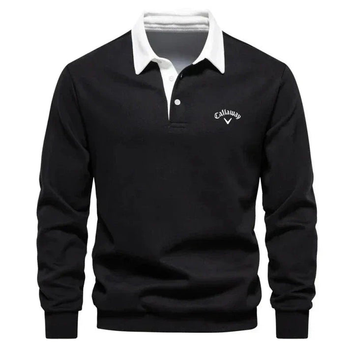 Henry | Polo da golf da uomo a maniche lunghe con colletto a contrasto in misto cotone 1