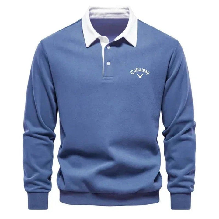 Henry | Polo da golf da uomo a maniche lunghe con colletto a contrasto in misto cotone 2