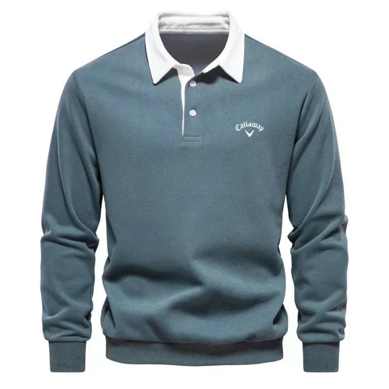 Henry | Polo da golf da uomo a maniche lunghe con colletto a contrasto in misto cotone 3
