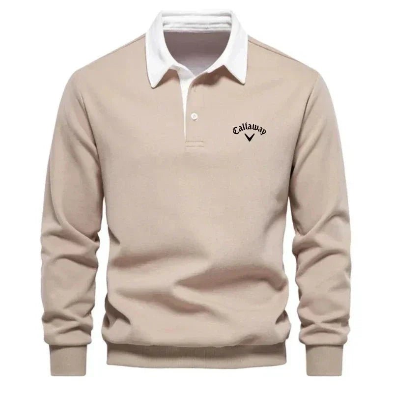 Henry | Polo da golf da uomo a maniche lunghe con colletto a contrasto in misto cotone 4