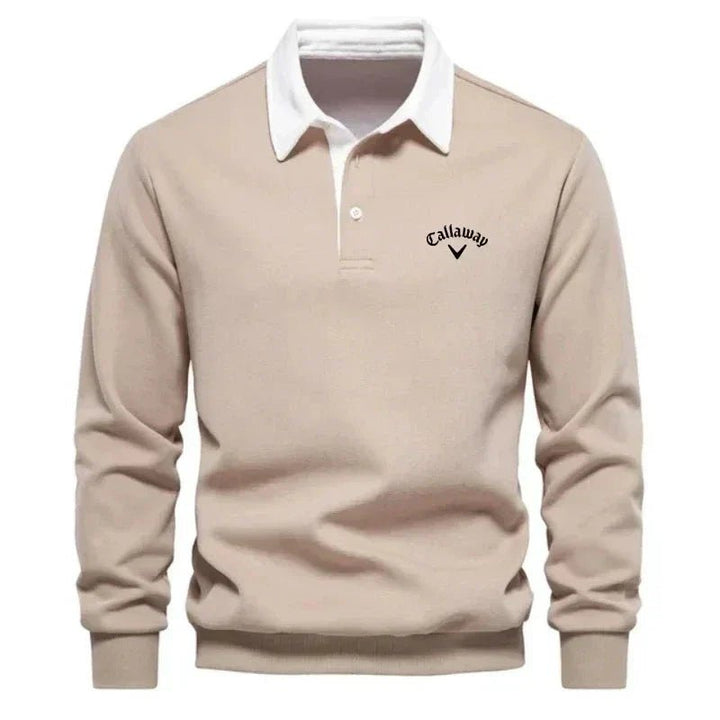 Henry | Polo da golf da uomo a maniche lunghe con colletto a contrasto in misto cotone 4