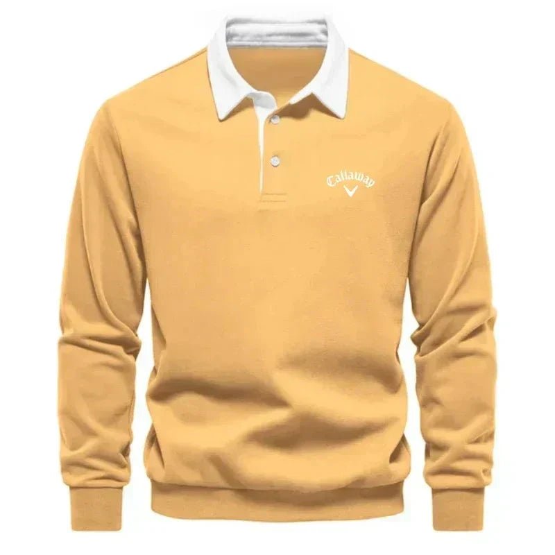 Henry | Polo da golf da uomo a maniche lunghe con colletto a contrasto in misto cotone 5