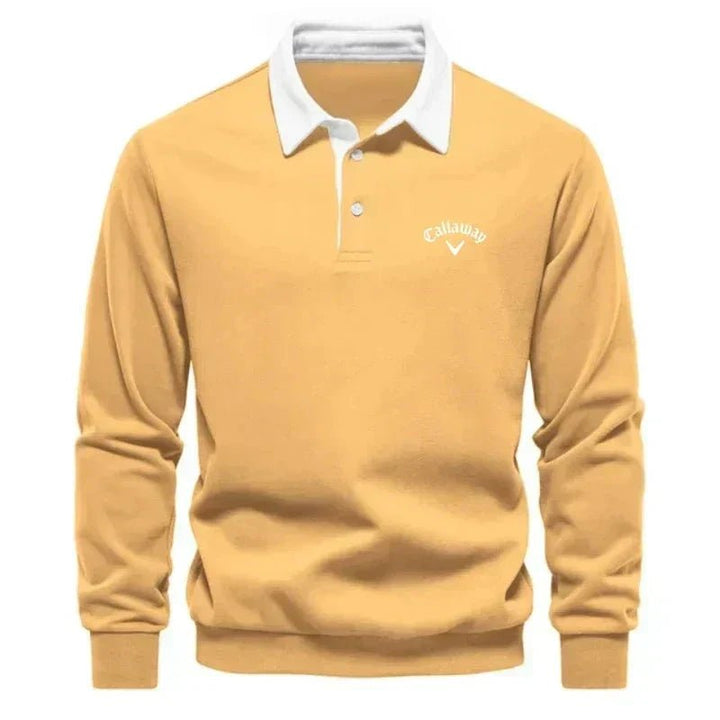 Henry | Polo da golf da uomo a maniche lunghe con colletto a contrasto in misto cotone 5