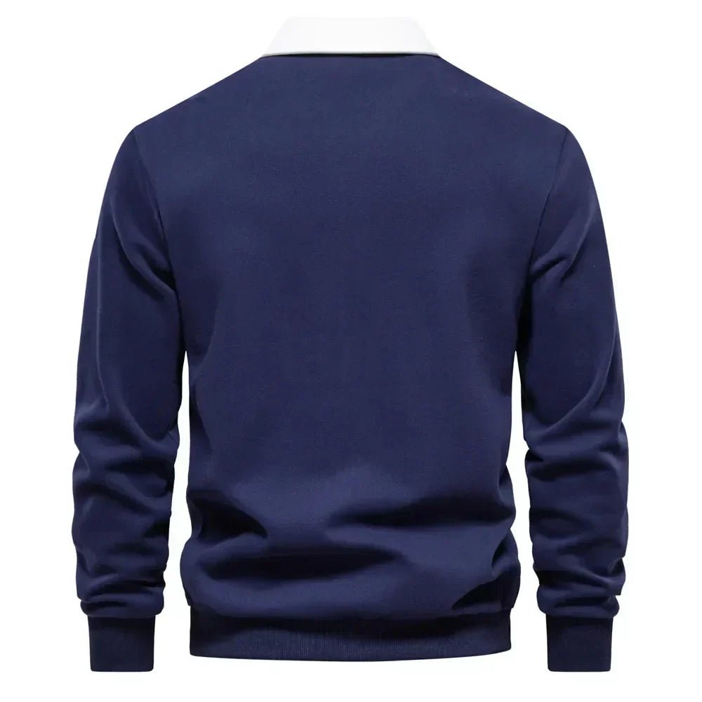 Henry | Polo da golf da uomo a maniche lunghe con colletto a contrasto in misto cotone 6