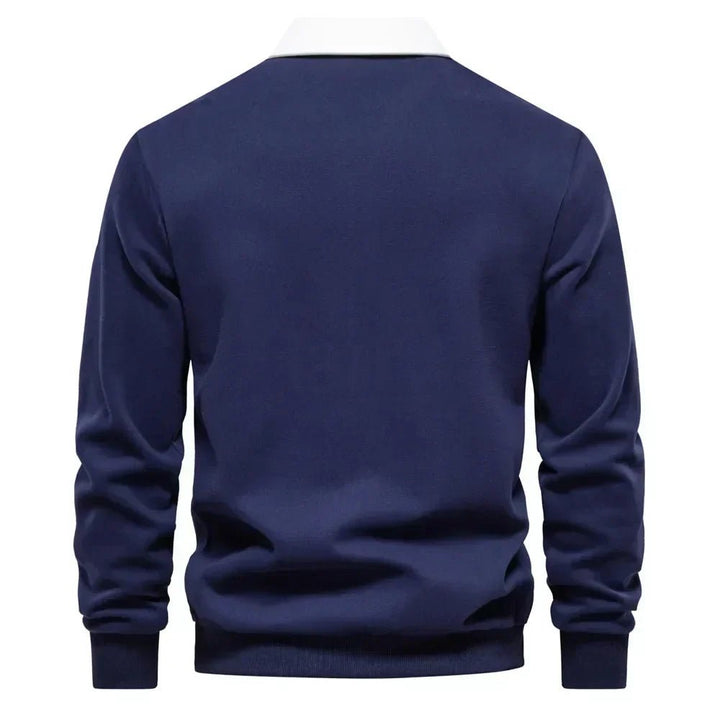 Henry | Polo da golf da uomo a maniche lunghe con colletto a contrasto in misto cotone 6