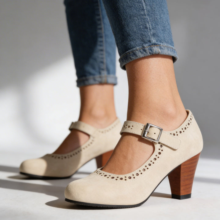 Ilaria | Décolleté Mary Jane Eleganti Tacco Largo Comode Brogue 7