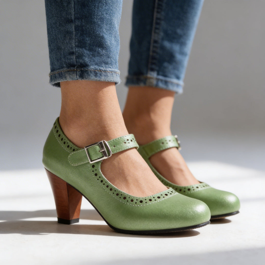 Ilaria | Décolleté Mary Jane Eleganti Tacco Largo Comode Brogue 8