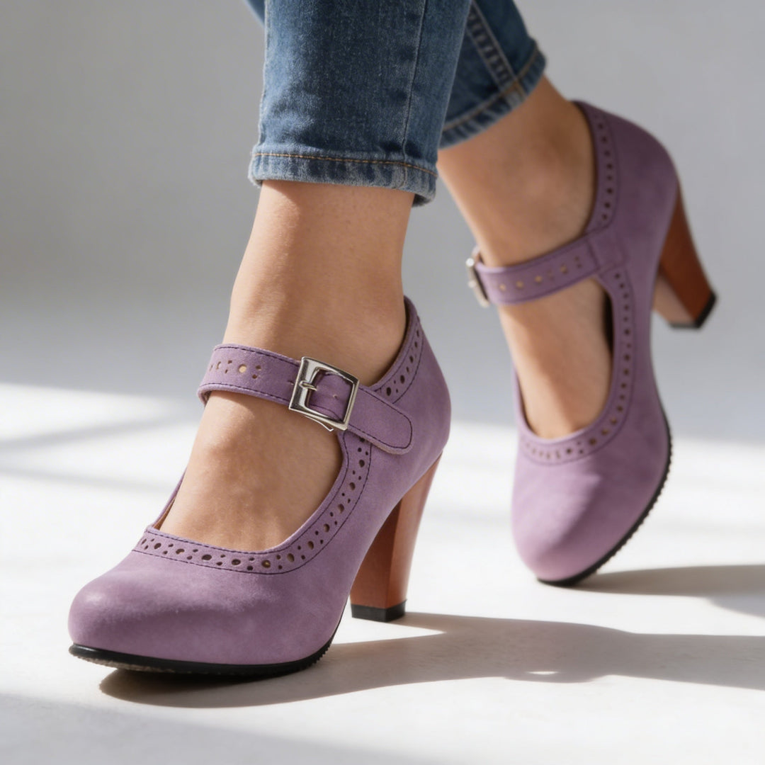Ilaria | Décolleté Mary Jane Eleganti Tacco Largo Comode Brogue 9
